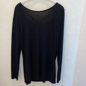 Michael Michael Kors Black Metallic Draped Top with Chain Detail